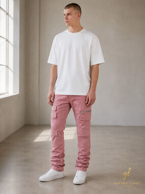 Genuine Authentic Men’s Cargo Stacked Pants L 34-36 Pink NWT